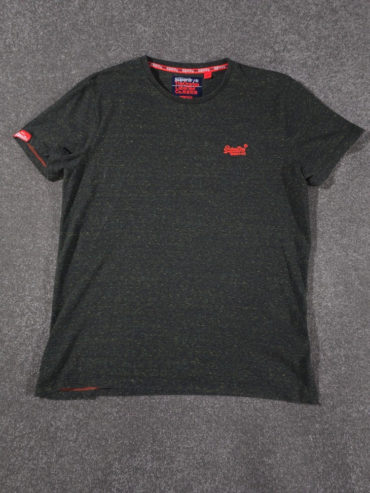 Superdry Shirt Mens 2XL Dark Green Marl Gym The Orange Label Outdoor Casual Top