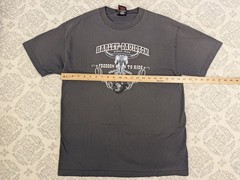 Y2K Harley Davidson Mens L T-Shirt Gray Eagle Skull Flames Faded Patriotic