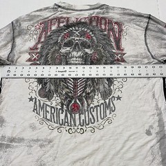 Affliction American Customs Men’s 3X L/S Native Biker Skull Shirt All Over Print