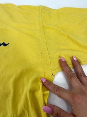 Champion T-Shirt Mens 1XL Yellow Spellout Logo Cotton Drop Shoulder Casual Wear