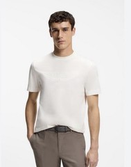 BOSS X ASTON MARTIN MERCERISED-COTTON T-SHIRT WITH WING DETAIL Classic white cre