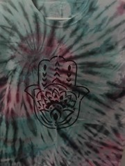 Tie-Dye Cotton t Hamsa Hand painted Graphic Short Sleeve XL T-Shirt L