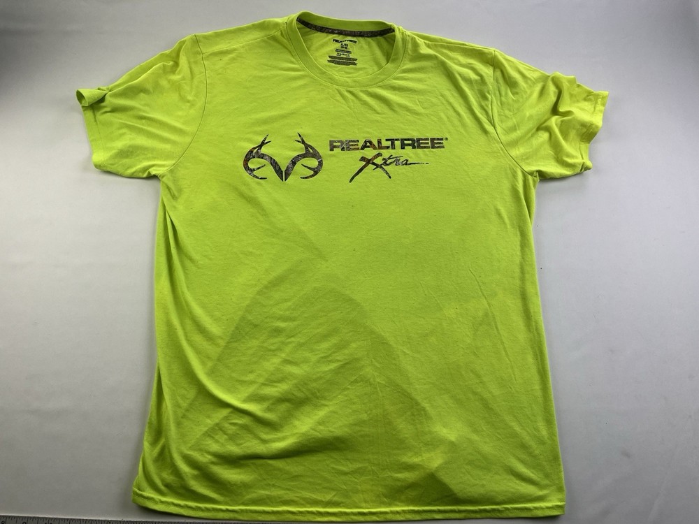 Realtree Logo T Shirt XL XG Hi Vis Neon Yellow Hunting Outdoor Tee Ships Free