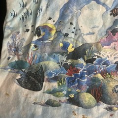 Vintage Liquid Blue Coral Reef Aquatic Paradise Tie Dye T Shirt Single Stitch L
