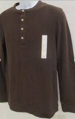 Men’s Ribbed Thermal Henley Long Sleeve Shirt Goodfellow & Co Gray Choose Size