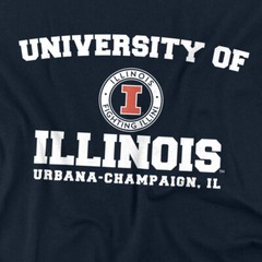 University of Illinois Adult T-Shirt Circle Logo, Navy, S-5XL