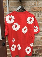 DENIM TEARS Men’s Red Graphic Logo Crew Neck Short Sleeve T-Shirt Size M
