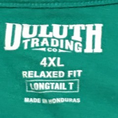 Duluth Trading Co. Men 4XL Shirt Green Relaxed Jersey Tee Longtail 100% Cotton