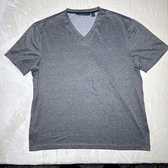 Perry Ellis Shirt Mens XL Gray Short Sleeve V Neck