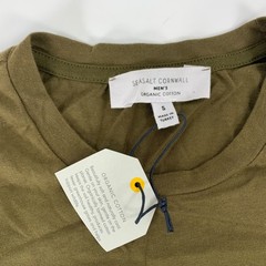 Seasalt Midwatch T-Shirt Small Mens Olive Green Vegetables Print Organic Cotton