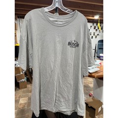 Busch Light Beer Fishing Bass Graphic T-Shirt Mens 3XL Grey Brew City Tee