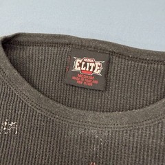 VTG MMA Elite Men Y2K Skull Cross Graphic Long Sleeve Thermal Shirt Size M Black