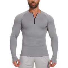 Men Compression Shirt Long Sleeve Athletic Fitness Quick-drying Breathable Tops