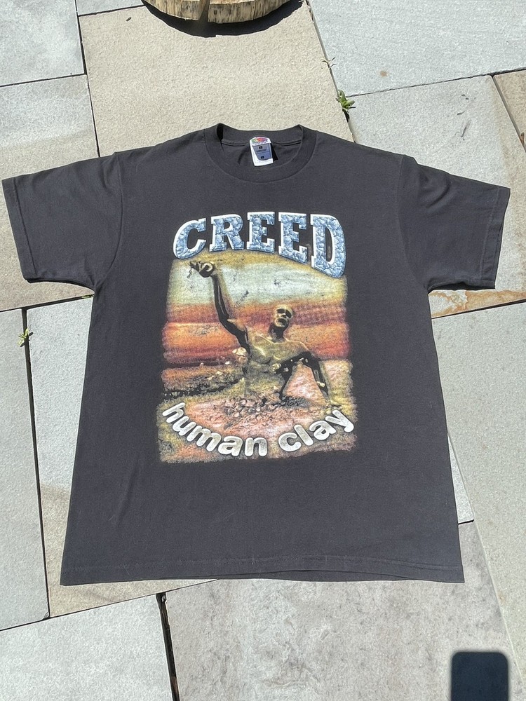 Vintage 90s Creed Human Clay Tour T-Shirt 1999 Size L Band Tee Double Sided