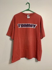 Vintage 90s Tommy Hilfiger T-Shirt Size Large Tommy Logo Red Classic Designer