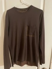 Louis Vuitton Damier Pocket Long-Sleeve Tee – Brown, Excellent Condition