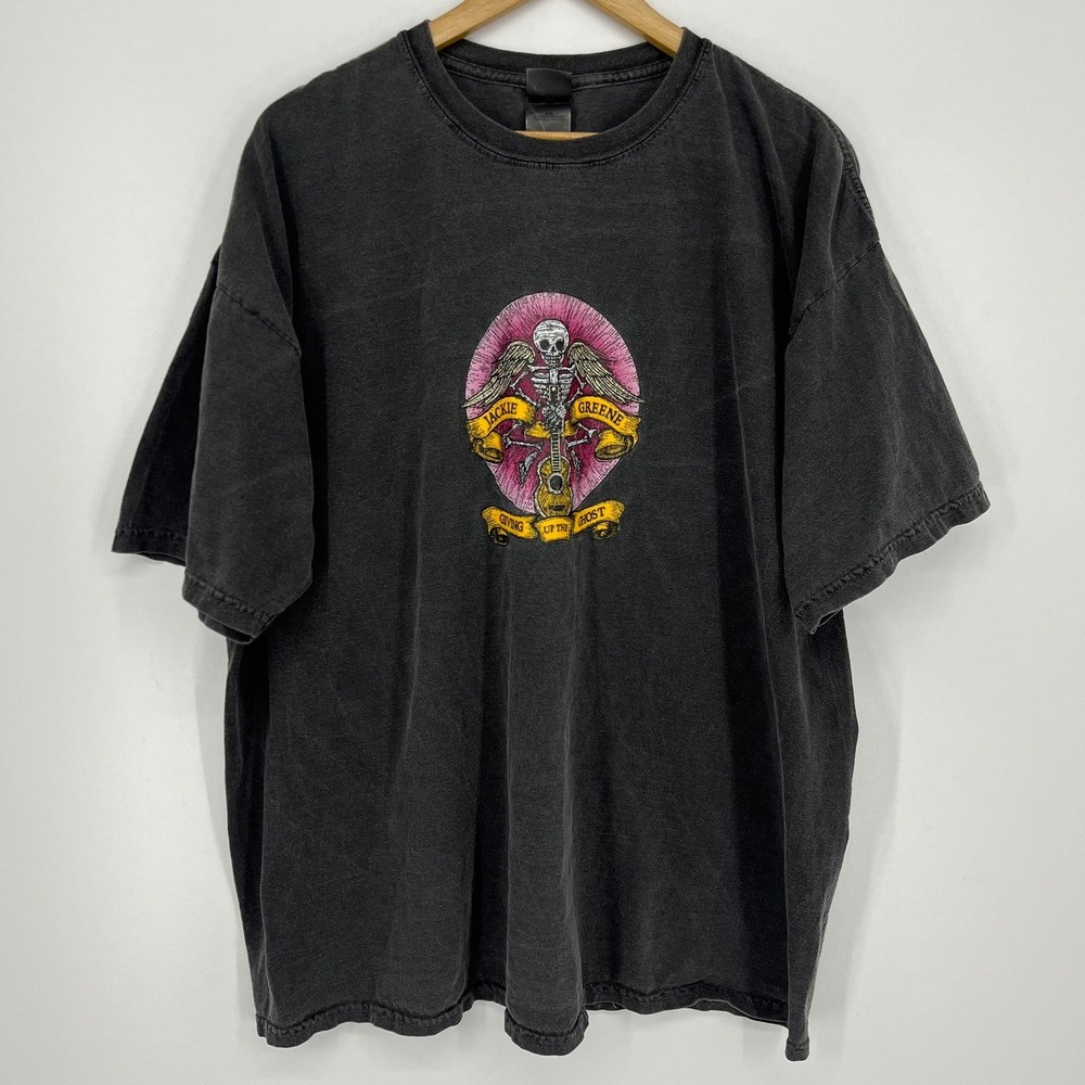 Jackie Greene Giving Up the Ghost Band T-Shirt Mens 2XL Faded Black Graphic Tee
