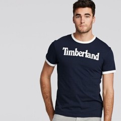 NWT Timberland Men’s Organic Cotton Crackle Linear Logo Short Sleeve T-Shirt Tee