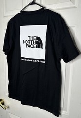 THE NORTH FACE Mens Black Shirt Short Sleeve Tee – Double Sided Logo Size M