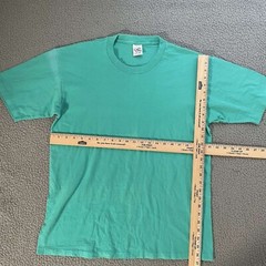 VINTAGE Cal Cru Mens Large Teal Short Sleeve Basic T-Shirt Single Stitch Blank