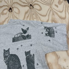 Vintage 90s Cats AOP Double Sided Graphic T-Shirt Fits XL Single Stitch Kitty