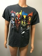 Spiderman Men’s T Shirt with 3 other characters no size 20″ armpit to armpit