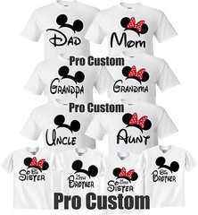 Mom And Dad Family Mickey Minnie Head Disney Birthday Customized WHITE T-Shirts