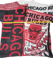 VINTAGE 90s CHICAGO BULLS MAGIC JOHNSON ALL OVER PRINT T SHIRT JORDAN RAP TEE L