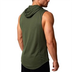 Men’s Quick Dry Hooded Tank Top High Stretch Breathable Gym Athletic Vest