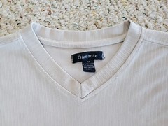 Damante Long Sleeve V-Neck Polyester Ribbed Shirt Beige / Cream, Medium