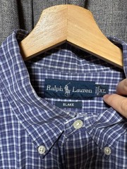 Ralph Lauren BLAKE Check Shirt XL Navy/White Button-down Used For 14Y+ Japan