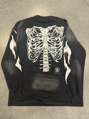 Hellstar Skeleton Graphic Long Sleeve Crew Neck T-Shirt Cotton Black/White L