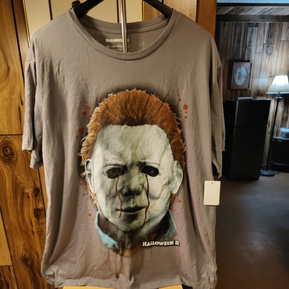 HALLOWEEN II Michael Myers Halloween Face T-Shirt Charcoal Gray M New with Tag