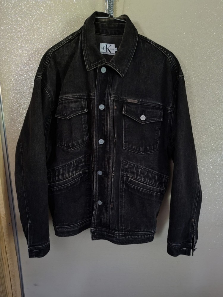 Vintage Calvin Klein Mens Denim Jacket Black Size M Fits Like A Large Or Bigger