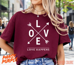 Unisex Love Happens T-Shirt Tee T shirt Men T shirt Women valanity day Romantic