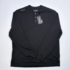 RLX Golf Ralph Lauren Mens Black Long Sleeve Performance Henley Shirt Large NWT