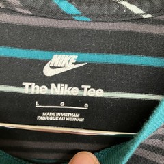 Nike Mens Striped Short Sleeve Ringer T-Shirt Blue Teal Cotton Large FD1358-451