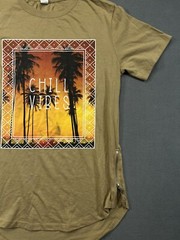 Chill Vibes Faction T Shirt Adult M Med Brown Palm Tree Side Zippers Graphic Men