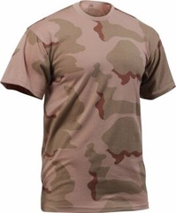 Mens Tri-Color Desert Camouflage Tactical Military Short Sleeve T-Shirt