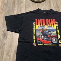 Vintage Harley-Davidson Love Ride 19 Glendale CA. T-shirt Men Size XXL 1999 Art