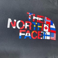 The North Face Shirt Mens Large Black Flag Graphic Logo Crewneck 100% Cotton