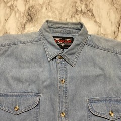 V TWIN Motorcycle Apparel Biker Mens Denim Shirt Size XL Sleeveless Pockets
