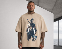 Viking Valhalla Graphic T-Shirt Norse Warrior Axe Shield Oversized Cotton Tee