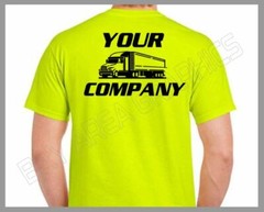HI-VISIBILITY T-SHIRT SAFETY YELLOW DESIGN/LOGO FRONT&BACK BLACK DESIGN
