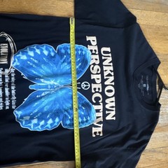 Fasthouse Men’s M Black Crew Neck Short Sleeve Graphic Tee Blue Butterfly