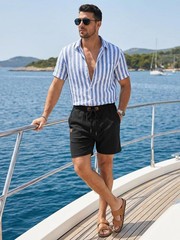 JMIERR Mens 5 Inch Shorts Summer Casual Waffle Stretch Waist Large, 01 Black