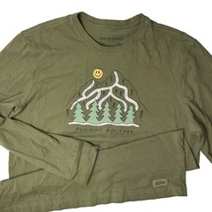 Life Is good T-Shirt Men Sz L Crusher Positive Altitude Graphic Tee Forest
