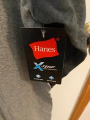 BRAND NEW MEN’S SIZE 2XL HANES X-TEMP CHARCOAL HEATHER HENLEY LONG SLEEVE SHIRT
