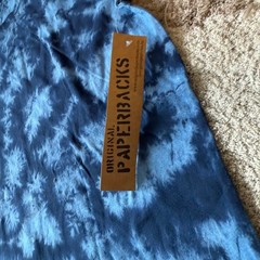 Paperbacks Mens Blue Tie Dye T-Shirt Hand Dyed California Cotton Crew Neck S New