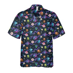 Galaxy Dice Shirt – Colorful RPG D20 Dice & Space Print Hawaiian Shirt for Men